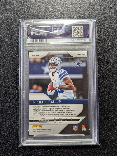 Prizm 2018 - Prizm Blue Lazer #226 Michael Gallup (RC) PSA 9 - Foto 2 di 2
