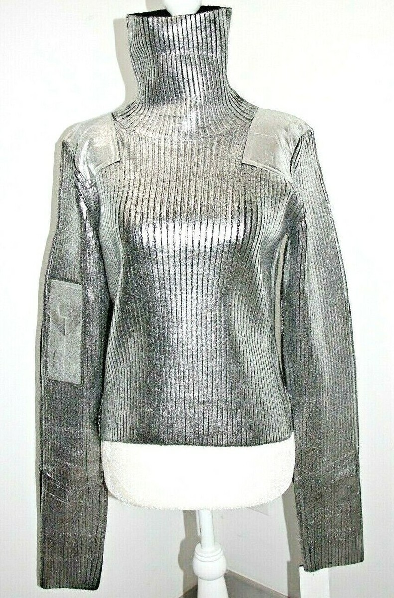MM6 MAISON MARGIELA Metallic coated ribbed-knit turtleneck MM6 MAISON MARGIELA Metallic coated ribbed-knit turtleneck