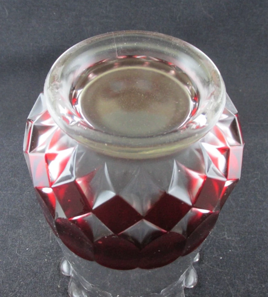 EAPG RUBY STAINED CLEAR GLASS CELERY VASE VICTORIA PIONEER GREENSBURG NATIONAL - Image 4 of 4