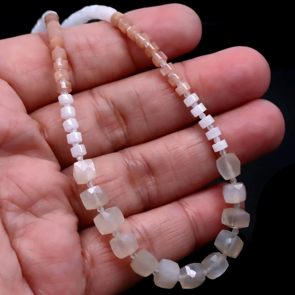 925 Silver Brown - Blue Rainbow Moonstone, Sunstone & Labradorite Necklace 17in - Image 2 of 4