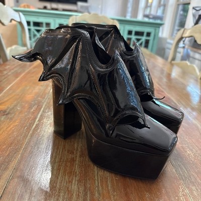 Jeffrey Campbell BATTY Black Patent Bat Wing Platform Pump Goth Grunge Size 7.5