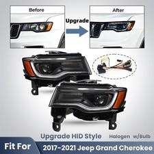 For 2017-2021 Jeep Grand Cherokee Halogen Headlights Upgrade Hid Appearance Pair