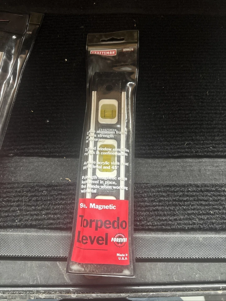 Sears Craftsman USA Nos 9” Magnetic Torpedo Level W Case 39829 Black - Image 2 of 4