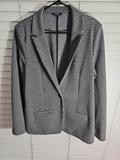 Not Your Daughter's Jeans NYDJ Jacket Long Line Blazer Black White Pattern LARGE