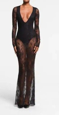 New Skims Ultra Fine Lace Plunge Long Dress & Bodysuit - Black - Size Small | eBay New Skims Ultra Fine Lace Plunge Long Dress & Bodysuit - Black - Size Small | eBay