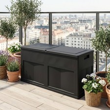 Cassapanca contenitore Baule da esterno in Resina 119x46x60 cm Nero TOOMAX