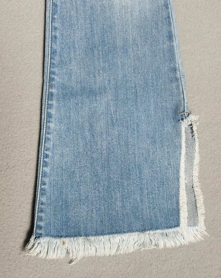 KanCan Jeans Women Size 27 Blue Flare High Rise Frayed Hem Slits Distressed EC - Image 4 of 4