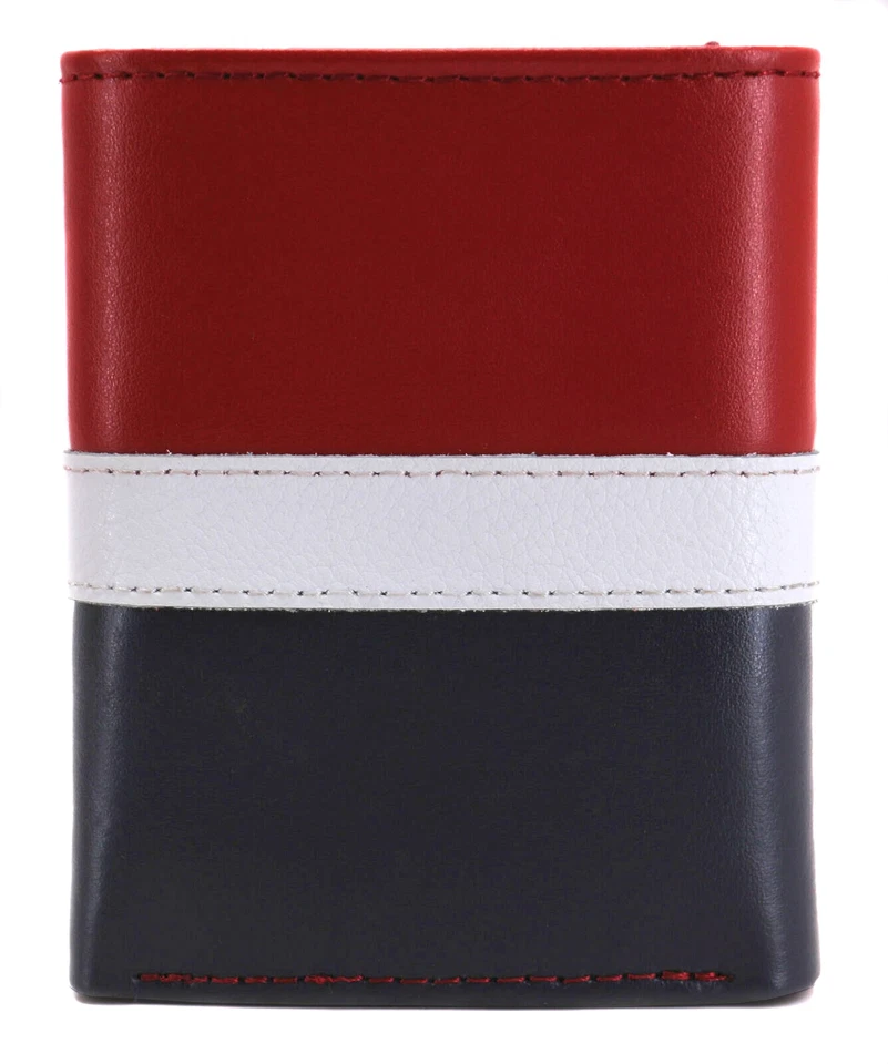 Tommy Hilfiger Hombre Premium Cuero Triple Cartera Rfid Rojo Azul Marino 31TL110022 Foto 2 de 4