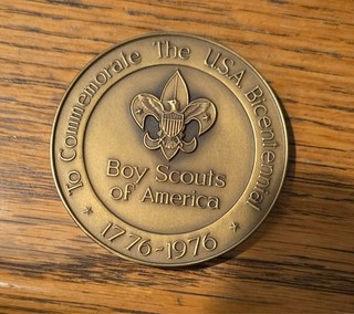 Boy Scouts Medallic Art Co USA BSA BiCenntennial Medal 2 1/2" Brass in pres box