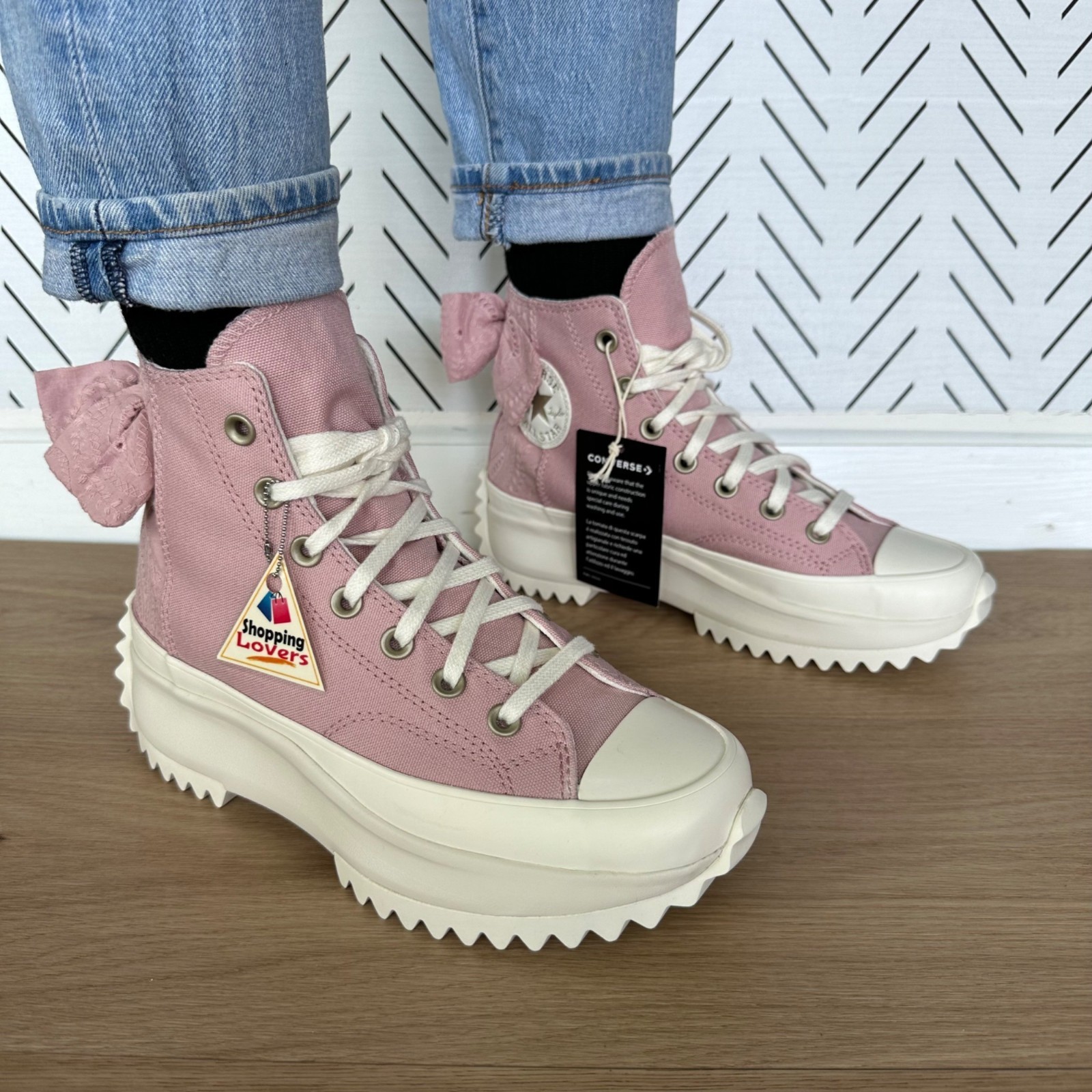 ❤️Converse Run Star Hike Hi Bow 11.5 Women Shoes Dusty Pink Embroidered A09781C thumbnail 3