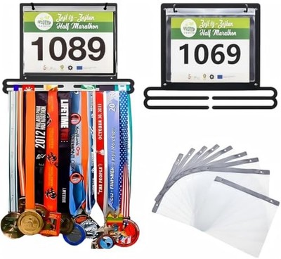 Race Bib & Medal Display Hanger   40+ Medals, 100 Bibs, Bib Holder