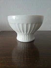 Vintage Milk Glass Pedestal Planter Bowl with Inner Fins and Ribbed Design
