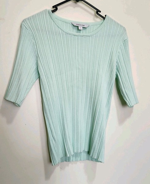 Preview Crop Top Knit Ribbed Womens Size M Turquoise Blue Stretch Baby Tee Y2k 
