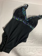 Longitude Womens Tropical Black Geometric One Piece Swimsuit 8