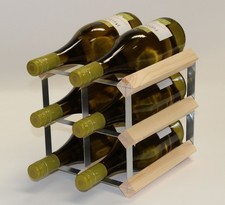 Cranville wine rack storage 6 bottle pine wood and metal assembled
