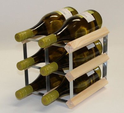 Cranville Weinregal Aufbewahrung 6 Flaschen Kiefernholz und Metall montiert