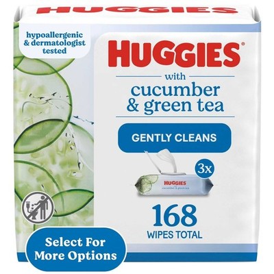 Refreshing Cucumber & Green Tea Scented Wipes, 3 Flip-Top Packs, 168 Wipes Total