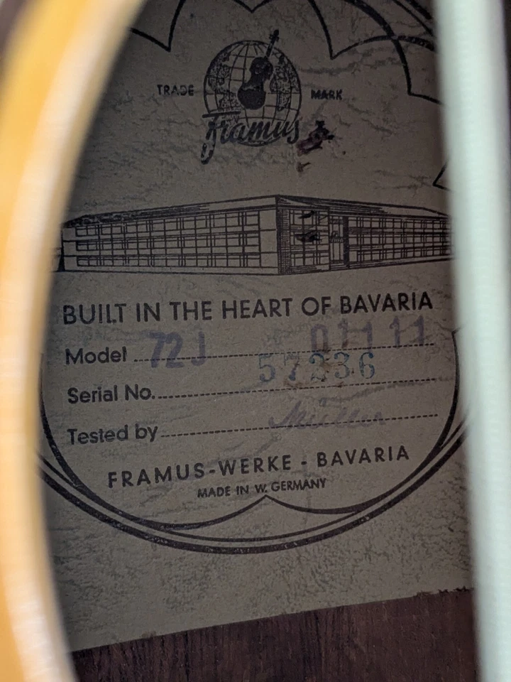 Vintage 1972 Framus 72-J Jumbo 6 String in Case - Image 4 of 4