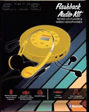 NEW IN BOX Aiwa Flashback Audio Kit Retro CD Player Wired Headphones Yellow