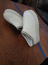 Nature Beige Suede Faux Fur Lined Women's Slip-On Slippers Flat Plush