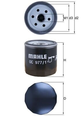 Mahle OC 977/1 oil filter for Audi, Cupra, Ford, Seat, Skoda, VW