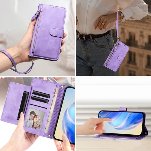 For Various Phone Zipper Leather 7 Card Wallet Case Bag Flip Stand Cover Fashion - Picture 15 of 25