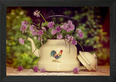 Schnittlauch Blumen gerahmtes Wandbild Poster Leinwanddruck Bild