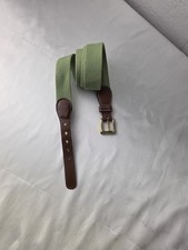 Dooney and Bourke Green Canvas and Brown Leather Belt Size 40 Made In USA Vtg