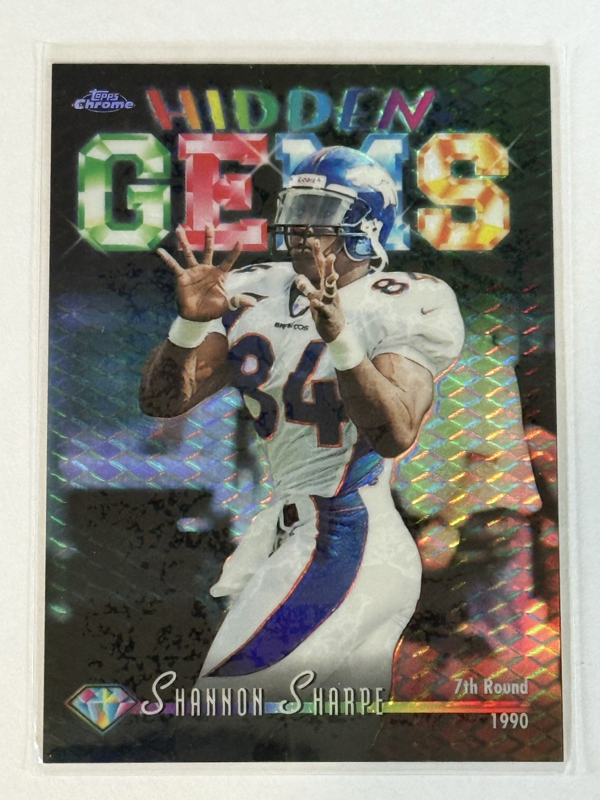 1998 Topps Chrome Hidden Gems Refractor #HG4 Shannon Sharpe Denver Broncos HOF
