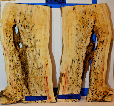 @BOOKMATCH SET! Phoenix Flame BE Live Edge GRADE 5, 39x22 - Dried & Planed EB6-7