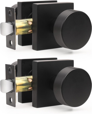 Matte Black Door Knobs with Square Rosette - 10 Pack, Heavy Duty Handles