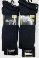 GOLD TOE Premier Metropolitan Dress Socks 6 Pair Black Large 10-13 AquaFX