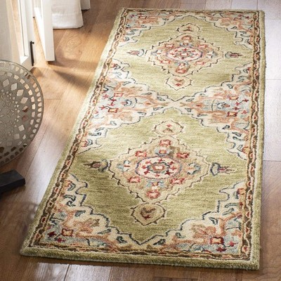 Aspen Collection Runner Rug - 2'3'' x 7', Sage & Brown, Handmade Boho Medallio...