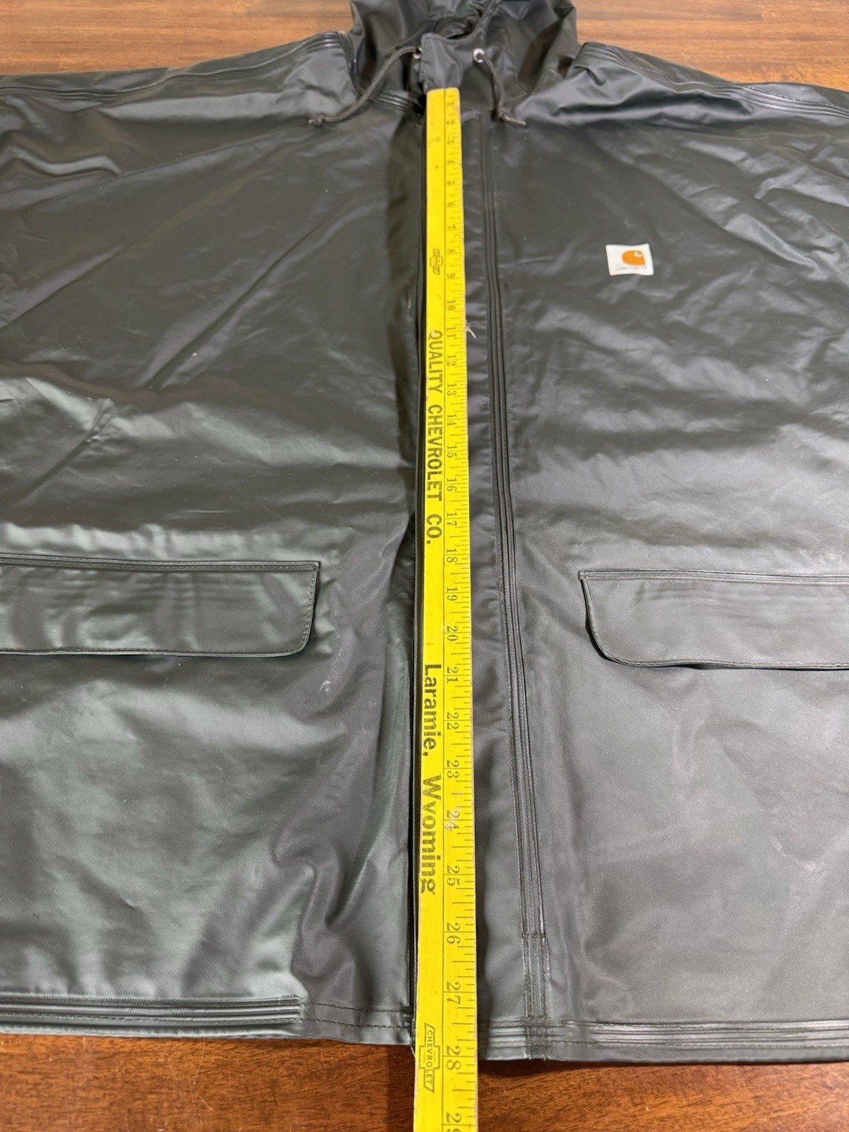 Carhartt Jacket Mens XL Dark Green Waterproof Rain Hooded Work Coat PVC Vinyl thumbnail 6