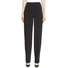 St John Caviar Size 4 Diana Straight Leg Pants Black Office Career Black