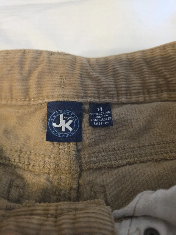 Pantalones JK J. Caqui Niños Jóvenes Pierna Recta Tiro Medio Talla 14 Terciopelo Marrón Foto 2 de 4