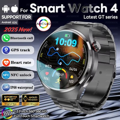 2025 New Watch 4 GT Series Smart Watch Men AMOLED Screen Heart Rate Health Mo...