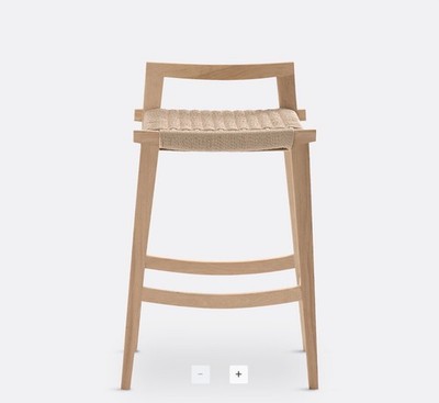Kioto Hocker aus massiver Eiche & Webgewebe, natur, LA REDOUTE INTERIEURS, Ausstellungsstück