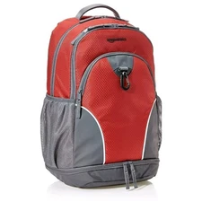 Amazon Basics Red Sports 17" Laptop Backpack commuter bag shoulder straps