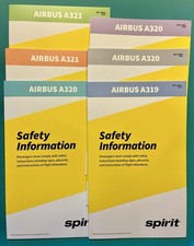 6 SPIRIT AIRLINES SAFETY CARDS SET