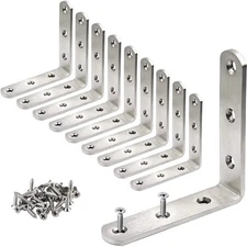 Stainless Steel Corner Bracket - 10 PCS Heavy Duty Right Angle Brackets for W...