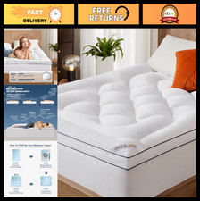 Thick King Mattress Topper - Cooling Pillow Top Pad for Back Pain Relief, Deep P