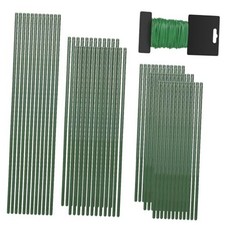 Tool Garden Stakes Kit Sturdy Plant Multi-Size Pack 2ft, 3ft, 4ft Green