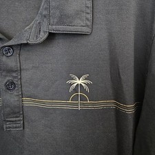 Travis Mathew Mens Large Palm Tree Pima Cotton Golf Polo Shirt Blue Logo