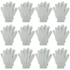 12 Pairs Kid's Winter Magic Gloves Children Stretchy Warm Magic Light Gray