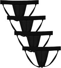 Summer Code Men's Athletic Supporter Performance Large, 4-pack Black