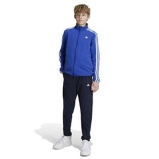 ADIDAS TUTA CON ZIP E STRISCE BAMBINO IX9506 BLU COTONE DA 7/8 ANNI A 15/16 ANNI