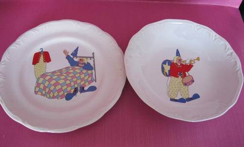 Clown Plate & Bowl Dish Set, Real Brasil Rosensteil 1987 Bedtime Playing Music - Picture 2 of 4