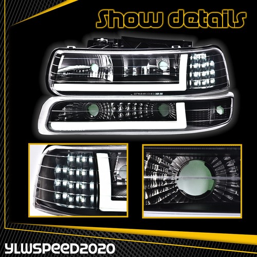 Clear LED DRL Headlights bumper Lamps Fit For 99-02 Chevy Silverado 00-06 Tahoe - Picture 4 of 8