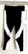Avia Yoga Crop Leggings Black White Size L 12-14